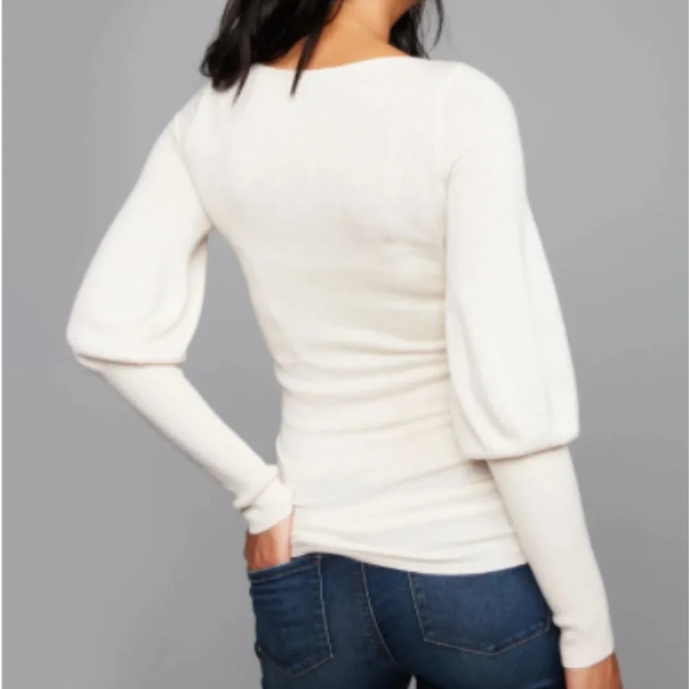 A Pea In The Pod Boat Neck Side Ruched Balloon Long Sleeve Pullover Swea… - Picture 3 of 13